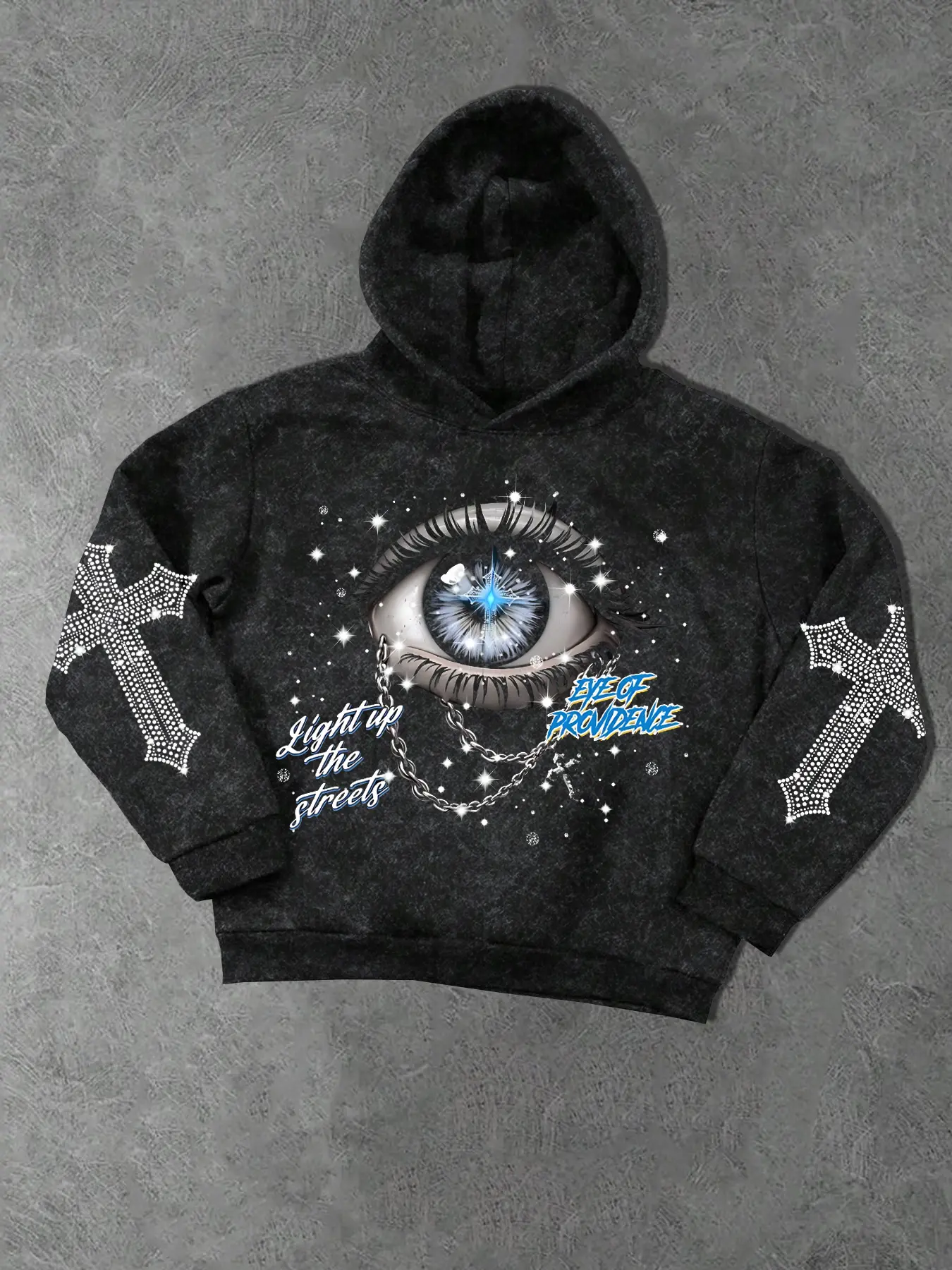 Men's Autumn Casual Hooded Knit Sweatshirt with Trendy Eye Print, Comfortable Fashion Outdoor Wear, Perfect Gift for Style Lovers