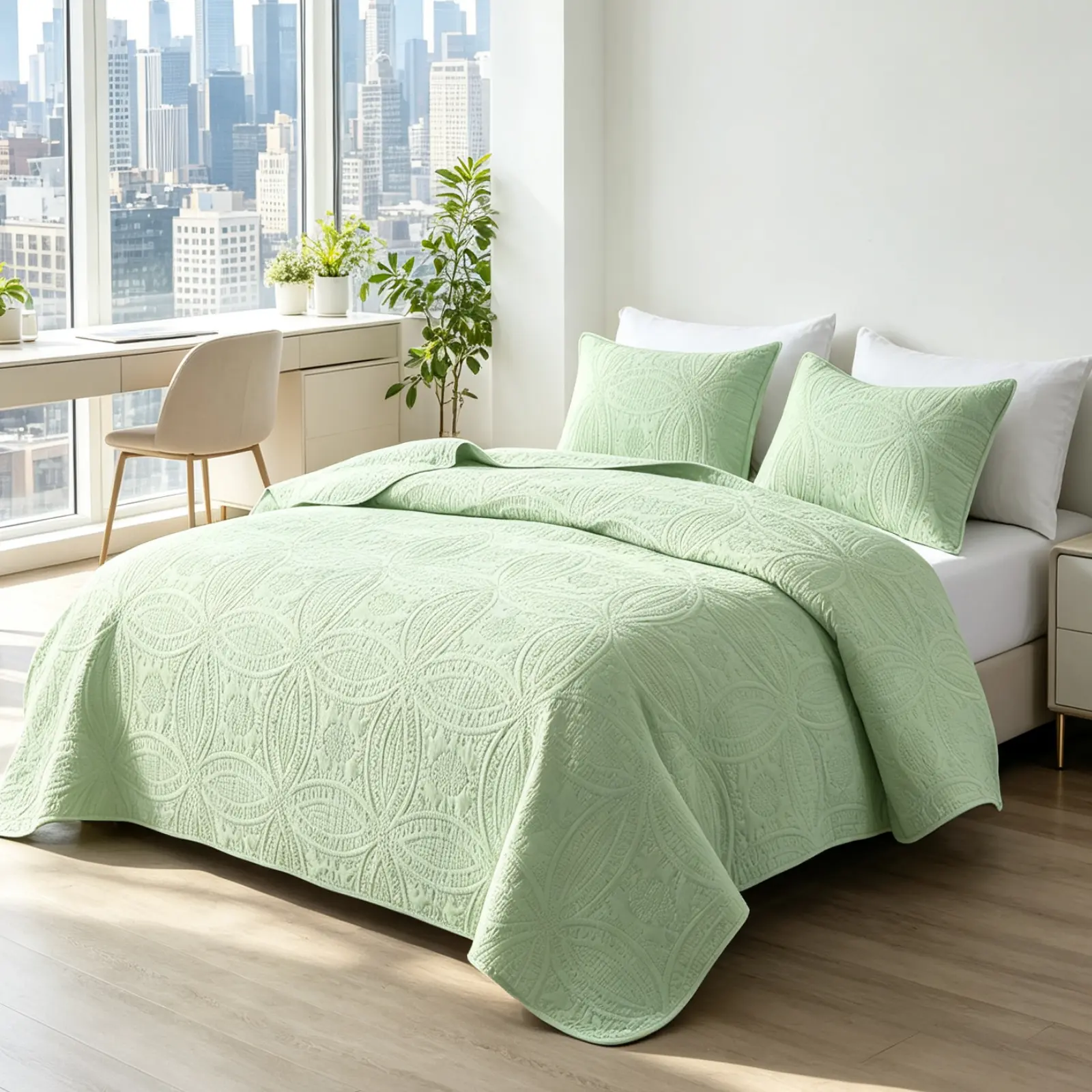 3-Piece Coverlet Set Ultra-Soft Cozy All-Season Bedding with 2 Pillowcases for Bedroom Back to School