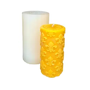 4.5” Silicone pillar candle Mold lily symbol - Fleur-De-Lis - homemade