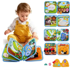 Montessori Farm Busy Book for Kids over 1 Year, Boys Girls Birthday Gift, Christmas Present, Travel Essential Toy, Sensory Activity Board, Pre-Education Hand-Eye Coordination