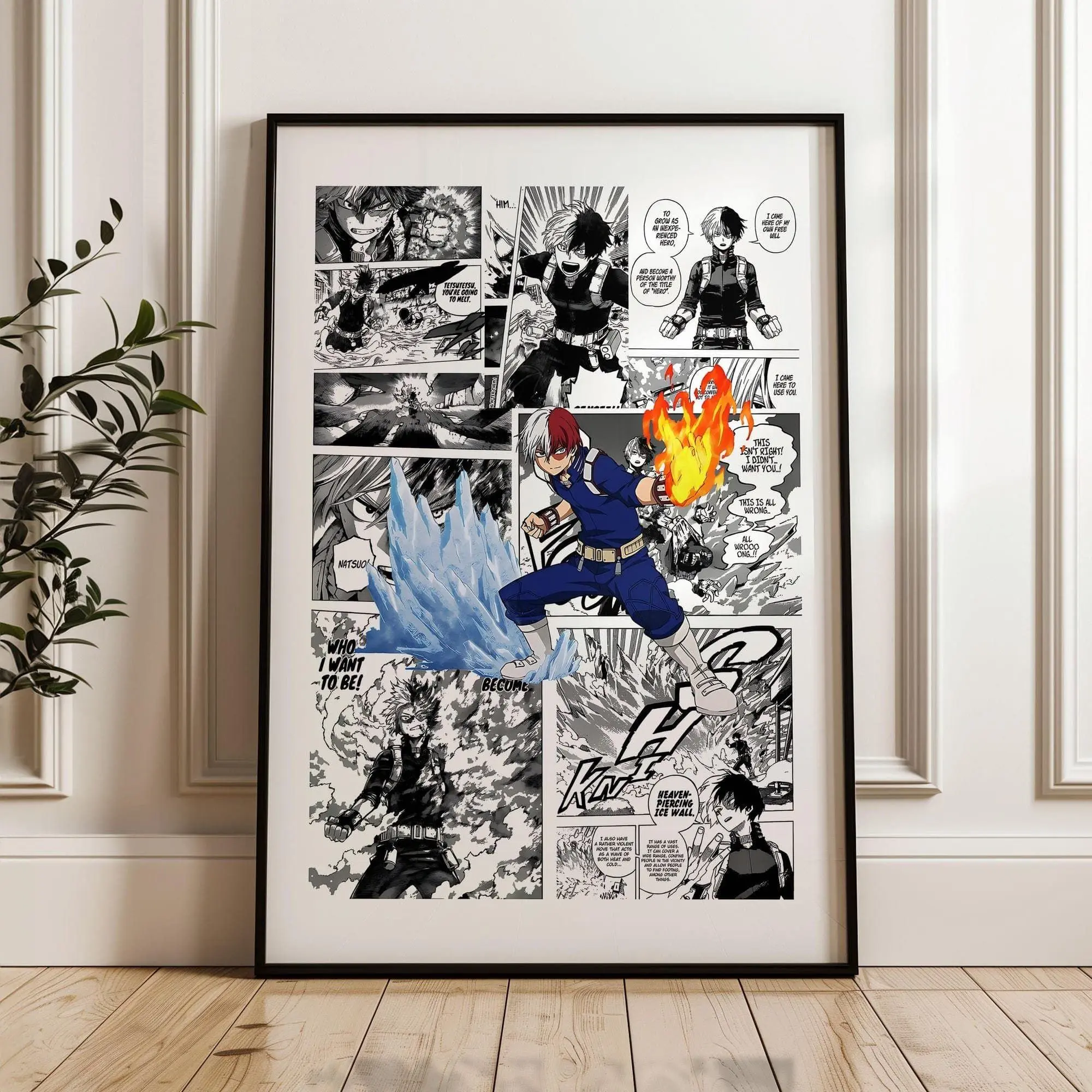 My Hero Academia Shoto Todoroki Manga Panels Poster: Anime Print, Anime Satin Poster
