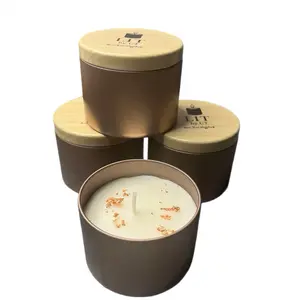 4 oz Scented Candle in a Rose Gold Tin With Rose Gold Flake Accent.