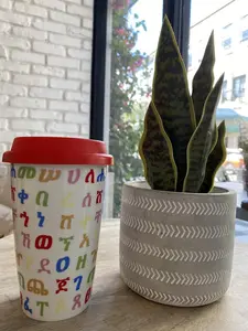Alphabet Coffee Cup Drinkware Tea Mug Tumbler Reusable Washable