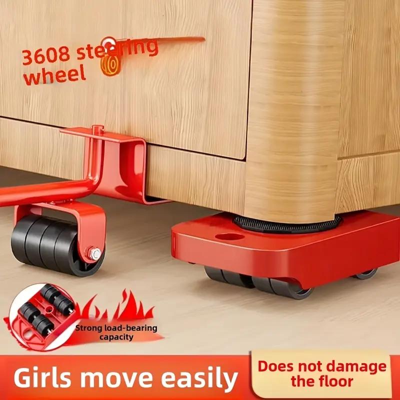 Furniture Mover Tool & Heavy Duty Moving Sliders Set, 360° Rotating Wheels Up to 220 lbs, Smooth Glide Non-Scratch Design for Hardwood Floors, Home & Office Heavy Objects Moving