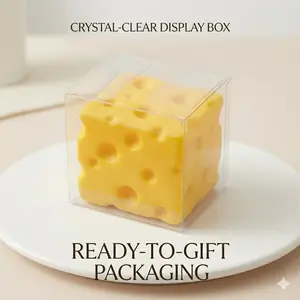 4 Inch Giant Cheese Squishy, Slow Rising Stress Ball Alternative, Soft Sensory Fidget Toy, Yellow Squeeze Cube for Anxiety, Party Favors, Birthday Gifts for Kids