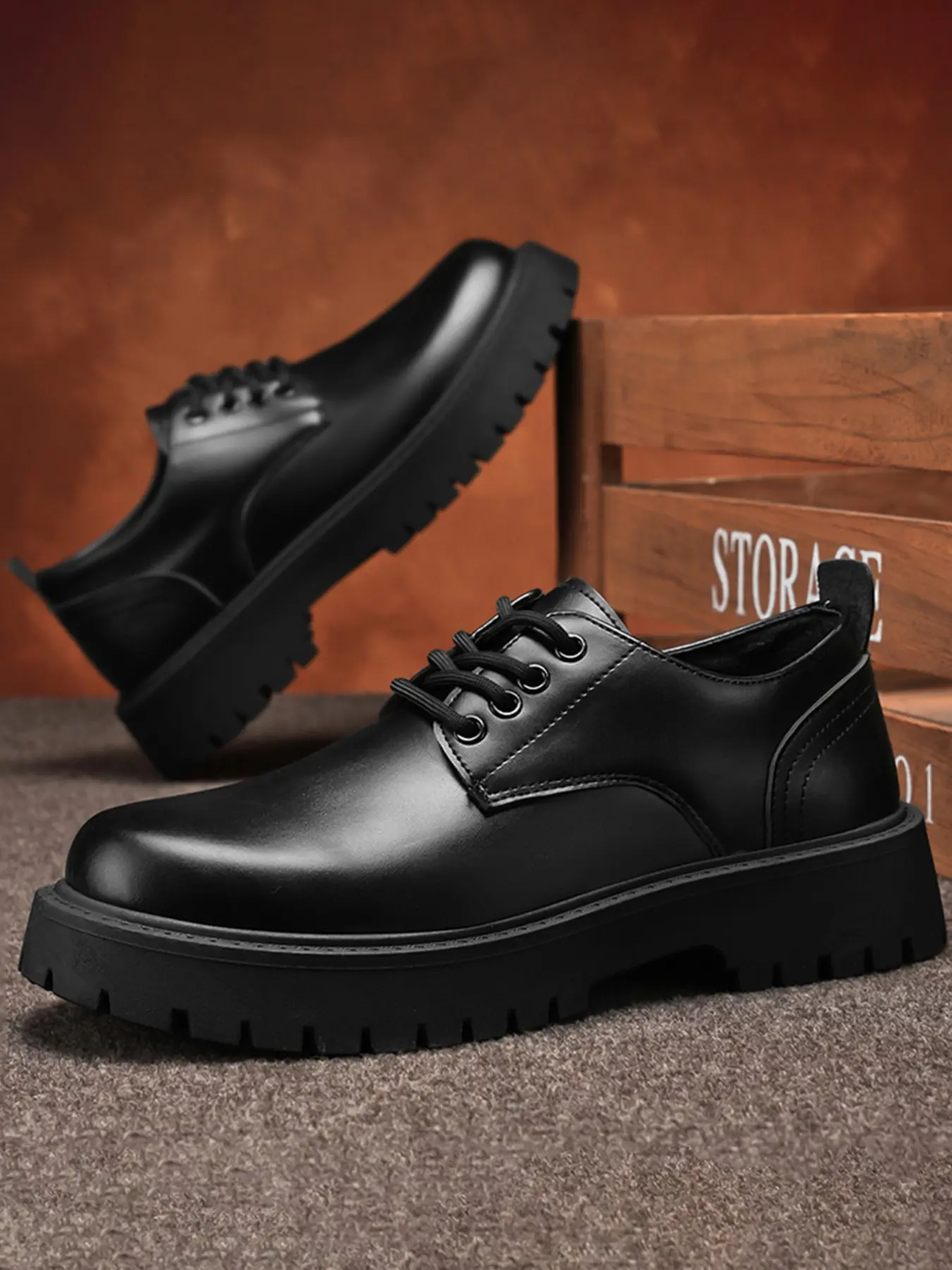 Men's Thick Sole Durable Work Shoes, Working Shoes, Round Toe Lace-Up Commuter Derby Boots, Versatile Classic Business Formal Footwear, Workwear Shoes, Fashionable Work Shoes