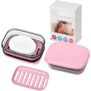 Soap Holder, Leakproof Travel Soap Case, Bar Soap Holder for Shower, Soap Dish with Lid for Gym, Travel Size Toiletries, Portable Travel Essentials, Pink