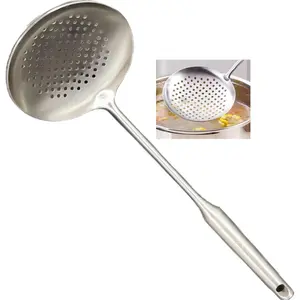 Stainless Steel Large Slotted Spoon Colander Strainer Ladle for Cooking Heat Proof Hollow Handle Serving Utensil 14.96 inches