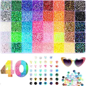 40 colors Resin Jelly Rhinestones for Bedazzling, 3-5mm Mixed-Color Flatback Gems for Diamond Art, Bedazzler Kit with the tools for Crafting Crafts Book Shoes Nail Art