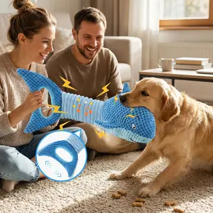 Interactive Shark Dog Toys for Large Dogs, Squeaky Dog Toys for Aggressive Chewers, Plush Dog Chew Toys for Teething,Dog Toys to Keep Them Busy Tug Of War Puppy Toys for Small,Medium,Large Breeds