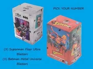 Pick Your Number (2) Superman Fleer Ultra Blaster (2) Batman Metal Universe Blaster
