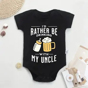 Unisex Slogan Short-Sleeve Baby Bodysuit - Funny "I'd Rather Be Uncle" Design, Uncle Announcement Gift for Baby Shower