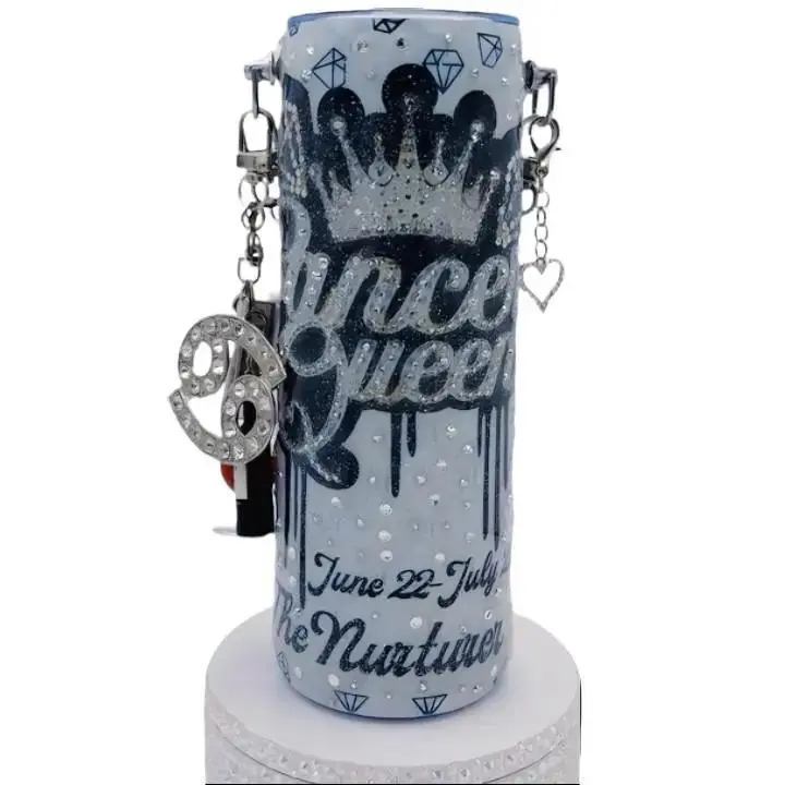 Handmade Cancer Zodiac Sign Rhinestone Tumbler - Stylish Drinkware Cup