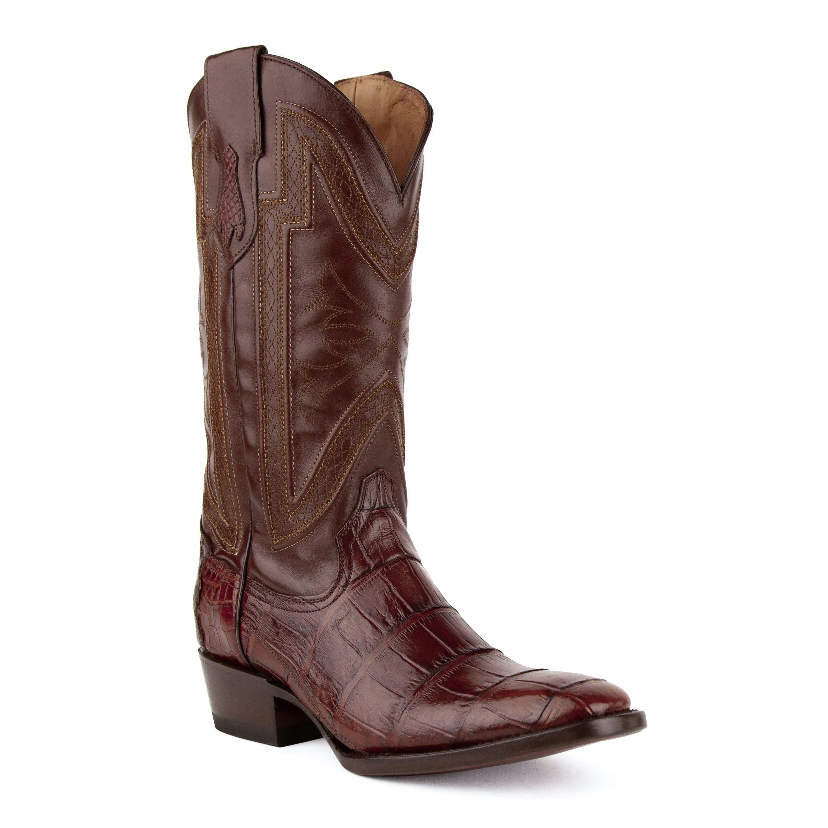 Men's Ferrini Stallion Alligator Belly Boots Handcrafted Chocolate