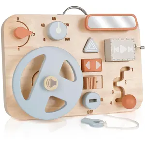 Montessori Busy Board for Toddlers - Wooden Montessori Toys, Aesthetic Sensory Activity Board for Fine Motor Skills, Travel Busy Board Educational Sensory Toys for Boys and Girls