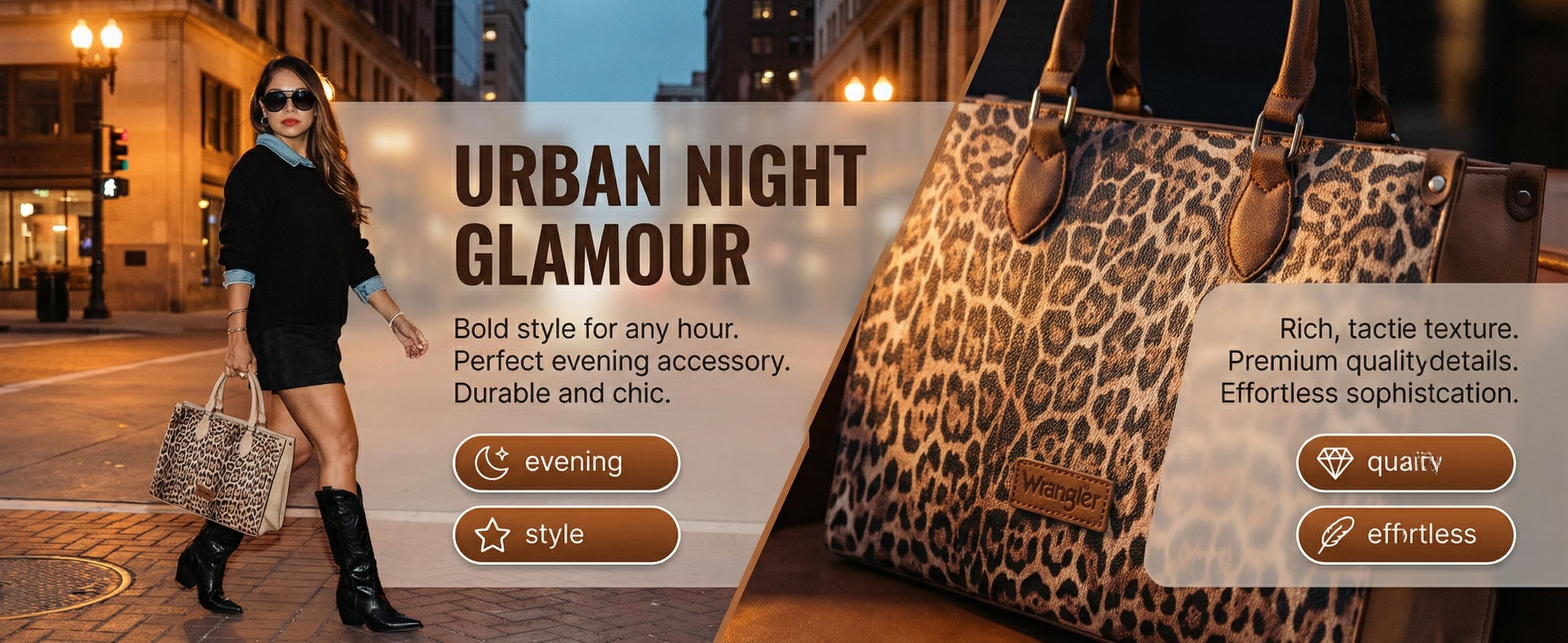 Wrangler Leopard Print Tote Bag for Women Western Large Work Satchel Handbag with Zippered Pocket & Detachable Strap