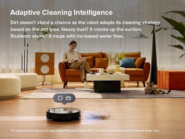 Roborock Qrevo Slim Robot Vacuum and Mop Combo, Advanced Obstacle Recognition, FlexiArm Side Brush & Mop, Auto Mop Washing & Drying, Self-Emptying