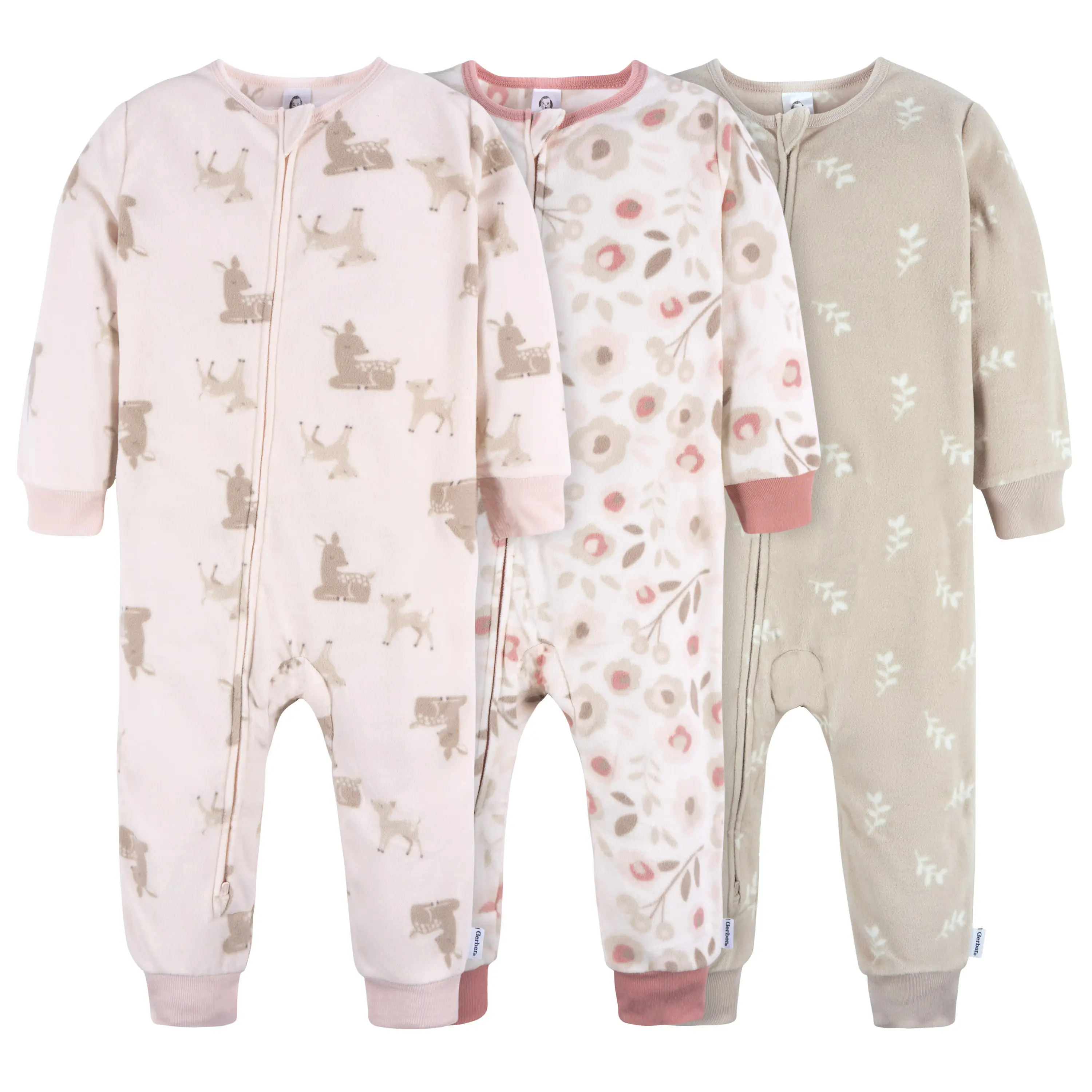 Toddler Girls' Footless Fleece Pajamas, 3-Pack