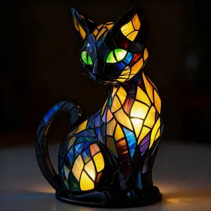 Colorful and Unique Cute Small Animal Lamp Resin Ornament LED Night Light Animal Statue Home Desktop Decoration Ornament