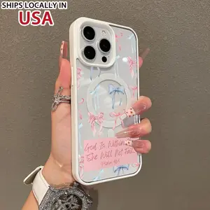 Premium Magnetic Case for iPhone11/12/13/14/15/16/promax Bow Bible label collage |   MagSafe Ready, Anti-Fall, and Ultra-Thin Design |   Perfect for Everyday Use springtok aesthetic pattern design protective phone case magsafe magnetic luxury case