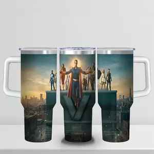 30 oz The Boys "The Seven" Series Insulated Tumbler, Ultimate Anti-Hero Travel Mug with Superhero Graphic, Comfort Handle & Straw, Perfect Gift for Sci-Fi Series Fans, Season 5 Celebration Edition