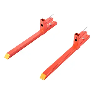 VEVOR Clamp-On Pallet Forks with Orange Tip, 2000lb Heavy-Duty Q235B Steel, 43-in Total Length Quick Attach, Tractor Loader & Skid Steer Attachments for Pallet Lifting