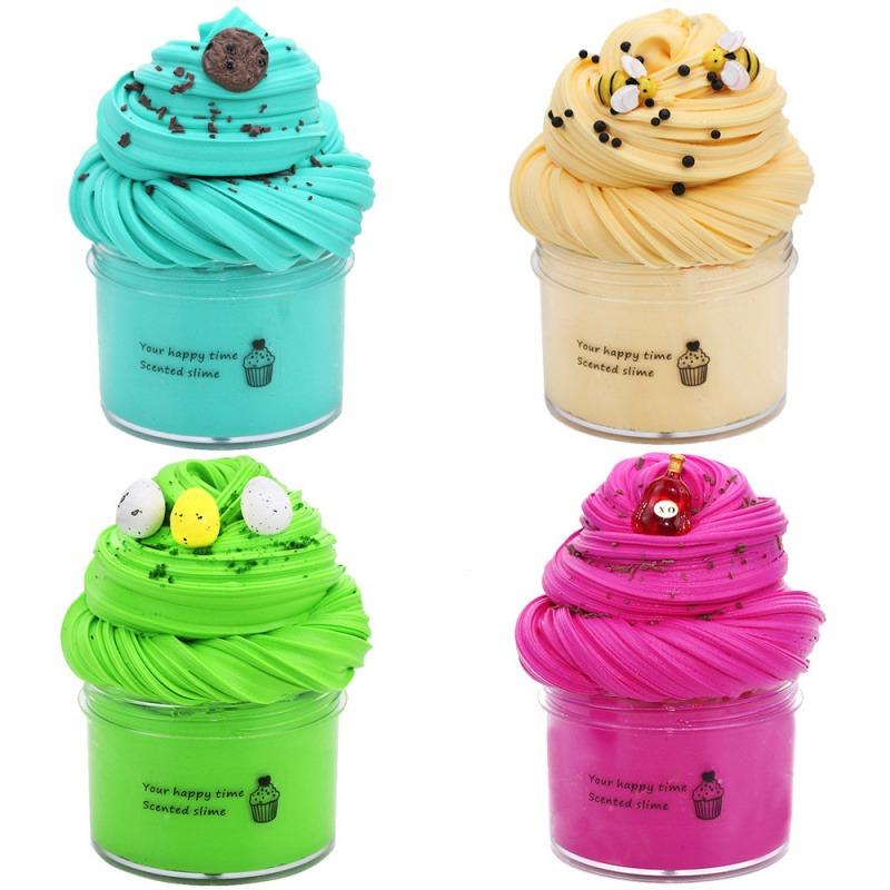 4-piece combo set Cloud-soft butter texture! 4-color cotton slime set, super stretchy and stress-relieving sensory slime kit.