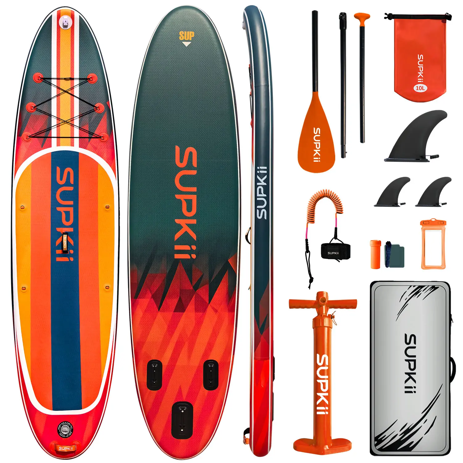 SUPKii 34'' Wide Inflatable Stand Up Paddle Board, 400lbs Capacity SUP Board with Premium Paddle Board Accessories, Adj Paddle with for Adults