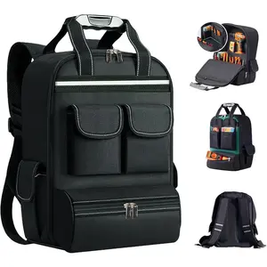 Tool Backpack for Men 18 Inch Heavy Duty  Multiple Pockets Bag Organizer with  for Electrician Mechanics HVAC Engineer