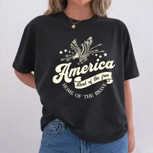 ChicCotton America Land Of The Free Comfort Colors Shirt, America  Home Of The Brave T-shirt, 4th Of July Patriotic Unisex Graphic Tee