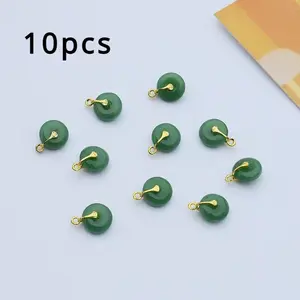 10pcs Safe buckle pendant, Pendant design, imitation jade jewelry DIY manual accessories protection materials Green Blessing knot pendant, round green beading for DIY necklace jewelry making, traditional safety buckle accessories for craft supplies