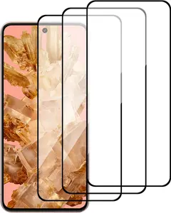3 Pack for  Pixel 8 Tempered Glass Screen Protector, Scratch-Proof, Bubble-Free, Transparent, 9H Hardness,Bubble Free, Black border, GKWS6, G9BQD
