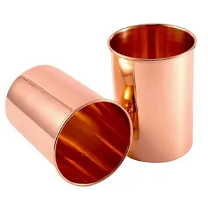 Handcrafted In Luxury Design Pure Copper Tumbler Set of 2 | Drinking Water With Copper Cups | Premium Quality Copper Tumblers Use for Home, Office, Hotel and Gifting - 10.8 US Fl Oz