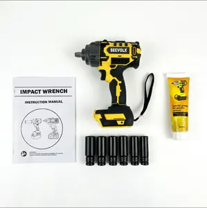 SEEVOLEX 21V Cordless Impact Wrench Kit - Professional Wireless Electric Power Tool Set with 6-Piece Socket Set, 30ml Premium Grease, Rechargeable Battery & User Manual for Auto Tire Changing, Mechanical Repair and Home DIY Projects