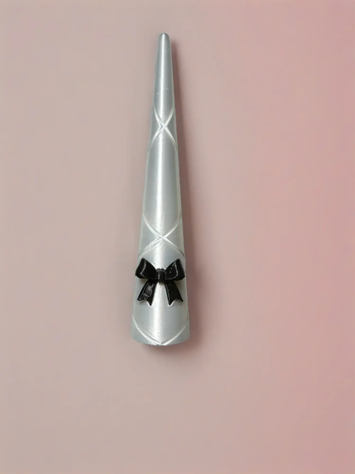 Black Bow Cone Jewellery Ring Holder - 1-Piece, 6 in Tall (6" Tall), 1.25 in Base, Durable Silk Home Storage Organizer, Holds Ring Sizes 5-14, Classic Home Supply