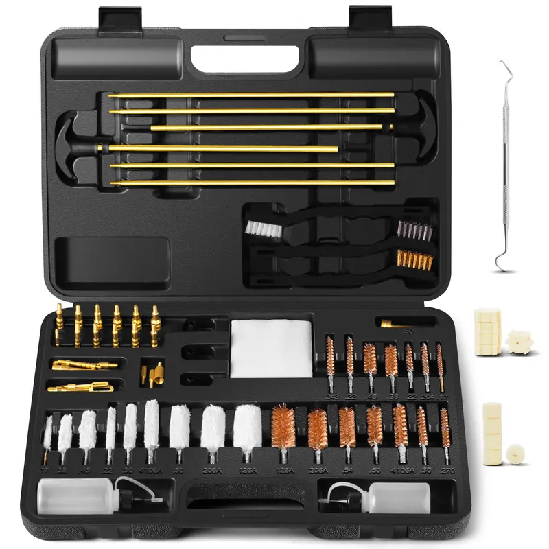 BESTNULE Upgrade Brass Universal Gun Cleaning Kit for Rifles, Pistols,Handguns, Shotguns, Gun Cleaning Kits for All Guns, Gun Cleaning Supplies with Brass Rods and Portable Case tools tool kit set