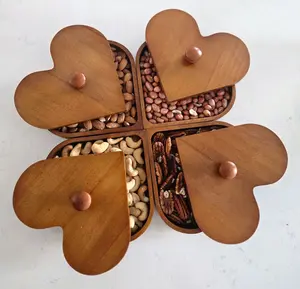 Dalax Stylish Heart Shape Wooden Serving Tray - Handmade Rustic Charcuterie Board, Coffee & Tea Snack Platter, Table Top Romantic Home Décor Gift for Valentine’s Day Tableware