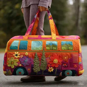 Unisex Boho Quilted Weekender Travel Bag - Lightweight, Comfortable, Hippie Design Sporty Gym Bag for Sports & Outdoor Use, Sporty Gym Bags