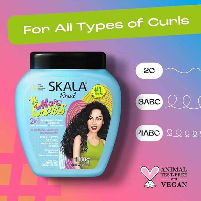 SKALA Mais Cachos for hair type 3ABC - 2 IN 1 Conditioning Treatment Cream & Cream To Comb 35.2oz, BLUE