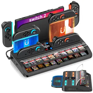 Switch 2 Dock for Nintendo Switch 2 Controllers&Console, [20 Game Card Slots] All-in-one Joy-Con 2 Charging Docks, Controller Organizer/Storage Station Accessories, Indicators, Charging Sync USB Port