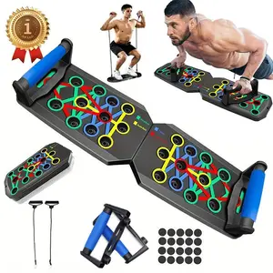 Push-up Board Training Set, Includes resistance band,silicone handles ,28 Holes Home Push-up Training Board, Pull Bar, Chest Muscle Abdominal Training Equipment, Fitness Enthusiasts, Upper Body Strength