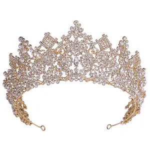 Rhinestone Wedding Bridal Crown and Tiaras Crystal Baroque Queen Crown Headband For Birthday Prom Pageant Party