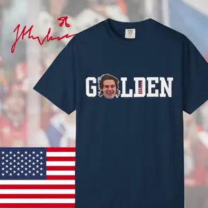Jack Hughes Smile USA Hockey 'Golden Goal' 2026 T-Shirt – 'Red, White & Hughes' Hockey Tee
