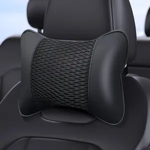 1pc/2pcs Universal Car Headrests PU Leather Mesh Breathable Neck Pillows, Soft Comfortable Seat Rest Cushions, Auto Interior Accessories Decorations, Car Interior Kit