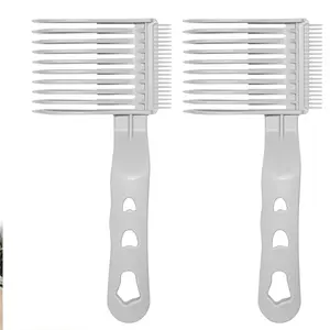 Barber Fade Combs 2PCS - Men's Fading Comb Set with Curved Design Ergonomic Handle and High-Quality Plastic for Professional Hair Styling Salon Clipper Durable Heatless Frizz Friendly Haircare
