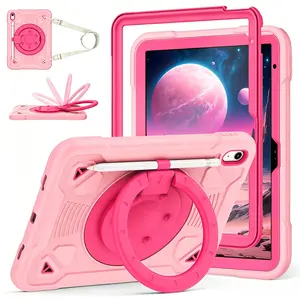 Case for iPad A16 11th Gen & iPad 10th Gen 11''/10.9'' 2025/2022 ,Durable Silicone Heavy Duty Shockproof, 360 Rotation Cover with Handle Stand, Kids Girl Tablet Protective Casing