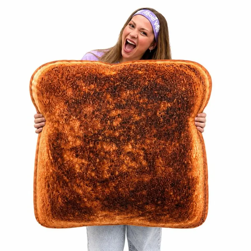 Toast Pillow | All About Vibe – Cute 3D Toast Bread Throw Pillow for Couch & Bed Decor | Ultra-Soft Velvet, Funny Unique Gift, Made in USA