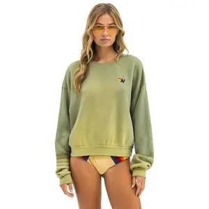 RUGBY STITCH RELAXED CREW SWEATSHIRT - FADED ARMY