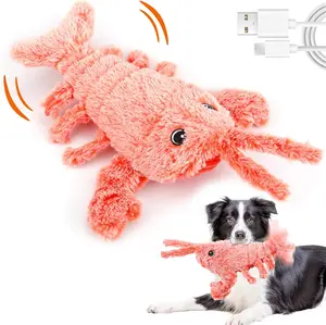 Interactive Lobster Dog Toy Rechargeable Moving Plush Squeaky Toy for Small Medium Large Dogs Puppy Chew Play Toy Mental Stimulation Indoor Outdoor Pet Toys Keeps Dogs Busy Active Fun Training