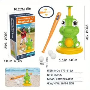 New children's sports cartoon dinosaur baseball set parent-child indoor and outdoor activity toys, perfect gift for Children's Day/Birthday/Christmas, including 3 balls, best Christmas choice